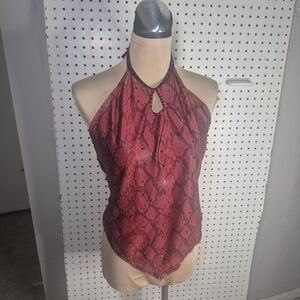 Elegant Red Snake Print Halter Top